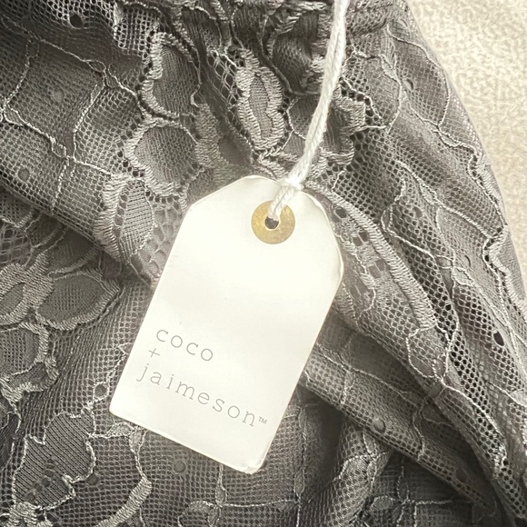 Coco + jaimeson Delicate Lace Sleeveless Dark Grey Mini Shift Dress NWT - Picture 4 of 8